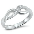 thumbnail image 1 of Clear CZ Infinity Wave Knot Promise Ring .925 Sterling Silver Band White Jewelry Female Size 10, 1 of 4