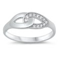 thumbnail image 1 of Clear CZ Intertwined Infinity Ring Sterling Silver Size 6, 1 of 3