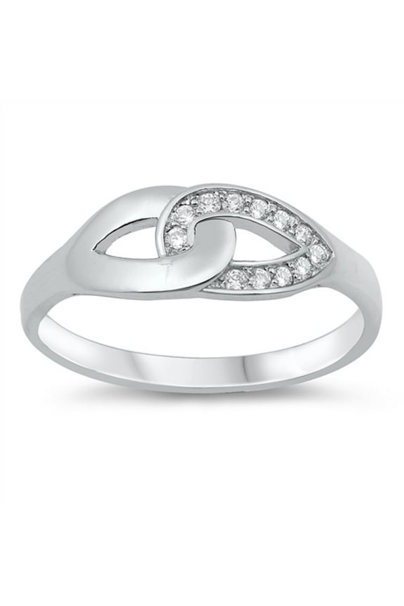 Clear CZ Intertwined Infinity Ring Sterling Silver Size 6