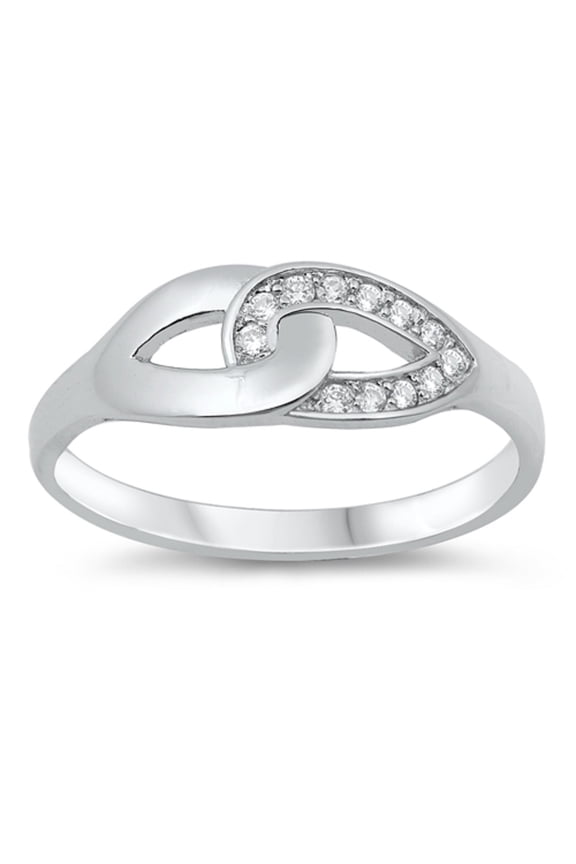 Clear CZ Intertwined Infinity Ring Sterling Silver Size 9