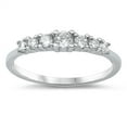 thumbnail image 1 of Clear CZ Journey Straight Round Engagement Ring Sterling Silver Band White 925 Female Size 7, 1 of 4
