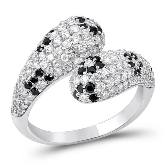 Clear CZ Micro Pave Wave Cluster Ring ( Sizes 5 6 7 8 9 10 ) New .925 Sterling Silver Band Rings (Size 7)