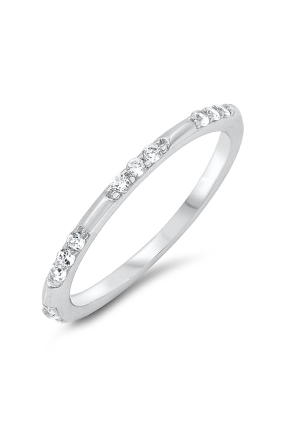 Clear CZ Multiple Stones Stackable Ring Sterling Silver Size 10