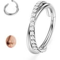 thumbnail image 1 of Clear CZ Nose Rings Hoop - 316L Surgical Steel Body Piercing Hoop Clicker 20G/18G/16G Earrings Jewelry Cartilage Helix Rook Tragus Conch Daith Ring 6/7/8/9/10/11/12mm - Gold/Silver/Black, 1 of 12