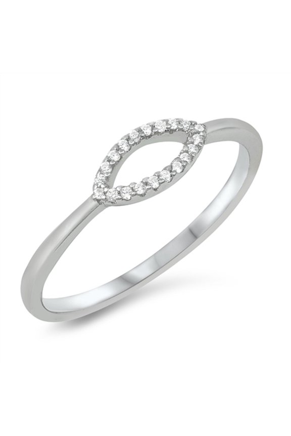 Clear CZ Open Marquise Design Ring Sterling Silver Size 5