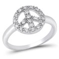 thumbnail image 1 of Clear CZ Peace Sign Love Hippie Ring .925 Sterling Silver Band White Jewelry Female Size 7, 1 of 4