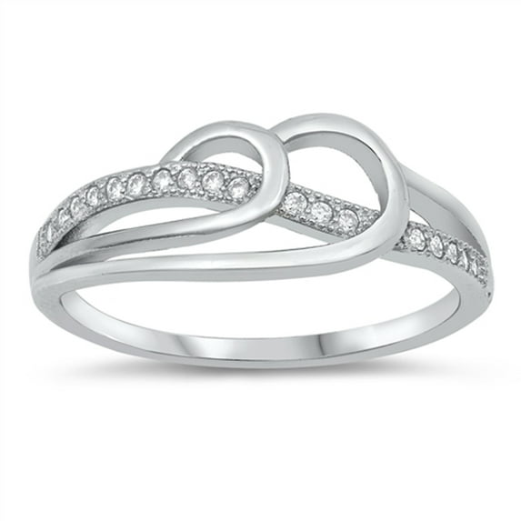 Clear CZ Rolling Wave Knot Loop Cocktail Ring Sterling Silver Band White 925 Female Size 5