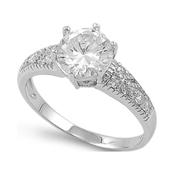 Clear CZ Round Solitaire Vintage Ring .925 Sterling Silver Band White Jewelry Female Size 8