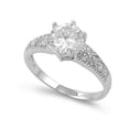 thumbnail image 1 of Clear CZ Round Solitaire Vintage Ring .925 Sterling Silver Band White Jewelry Female Size 9, 1 of 4