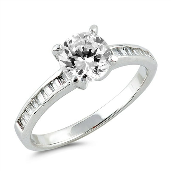 Clear CZ Round Solitaire Wedding Ring .925 Sterling Silver Band White Jewelry Female Size 5