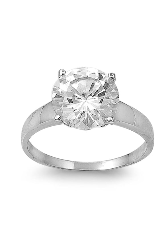 Clear CZ Round Solitaire Wedding Ring Sterling Silver Band White 925 Jewelry Female Size 10