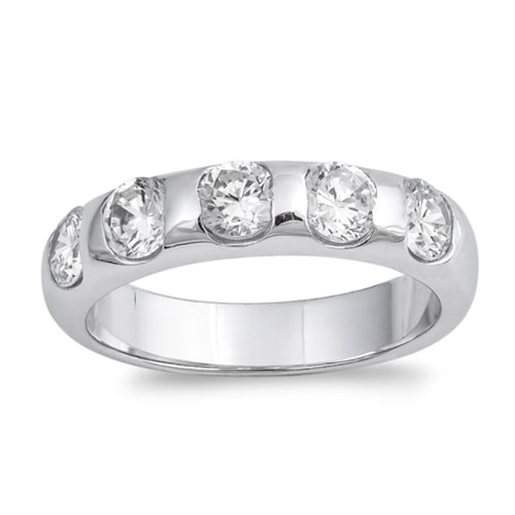 Clear CZ Round Wedding Stackable Ring .925 Sterling Silver Band White Jewelry Female Size 6