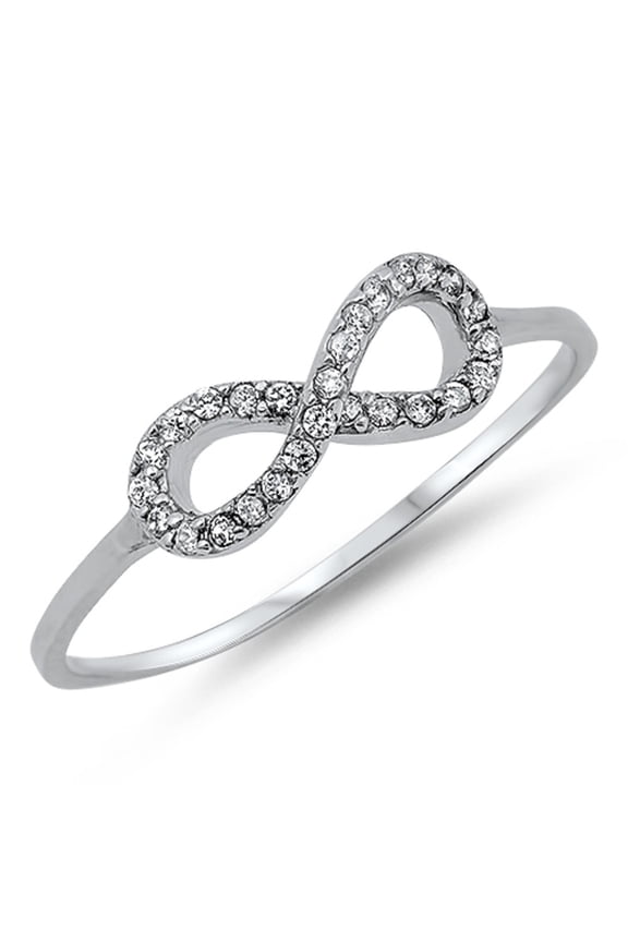 Clear CZ Simple Infinity Ring Sterling Silver Size 10