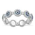 thumbnail image 1 of Clear CZ Simulated Mother of Pearl Evil Eye Ring .925 Sterling Silver Band White Female Size 6, 1 of 4