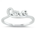 thumbnail image 1 of Clear CZ Single Stone Love Word Ring Sterling Silver Size 8, 1 of 3
