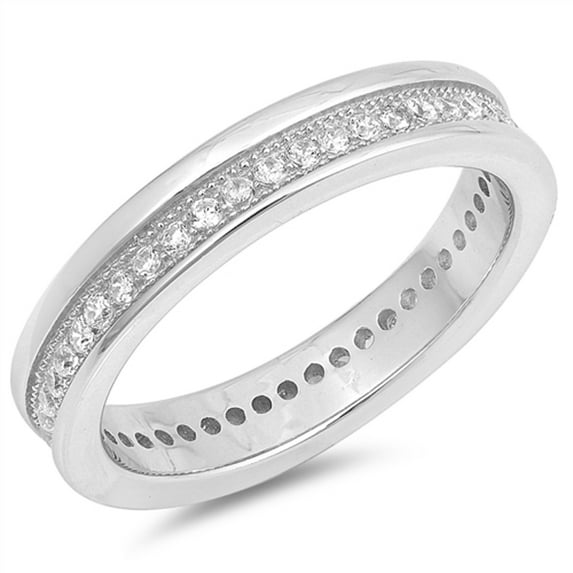 Clear CZ Stackable Eternity Wedding Ring 925 Sterling Silver Band White Jewelry Female Size 6
