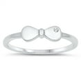 thumbnail image 1 of Clear CZ Studded High Polish Ribbon Bow Promise Sterling Silver Ring White 925 Female Size 8, 1 of 4