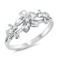 thumbnail image 1 of Clear CZ Turtle Hawaiian Tropical Flower Ring Sterling Silver Band White 925 Female Size 8, 1 of 4