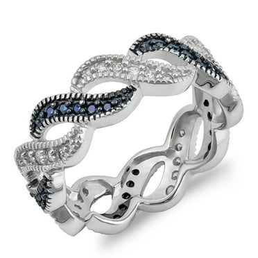 Wide Weave Eternity Rope Criss Cross Knot Ring Sterling Silver Band 925 ...