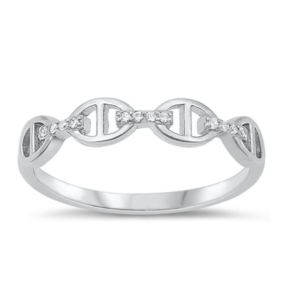 Clear CZ Wholesale Anchor Link Ring .925 Sterling Silver Band White Jewelry Female Size 10