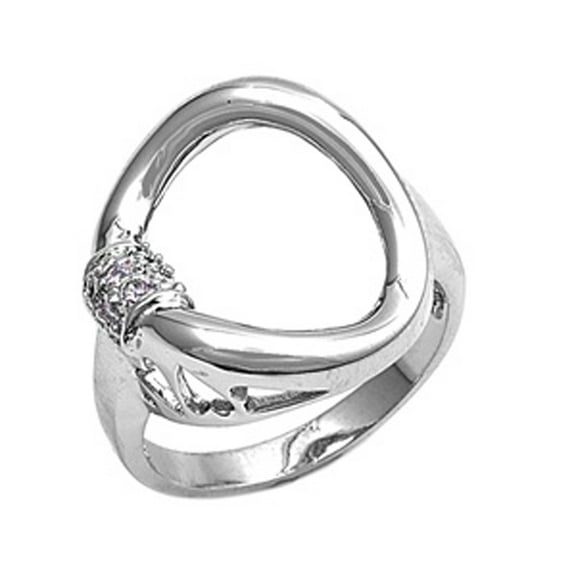Clear CZ Wholesale Curve Circle Ring .925 Sterling Silver Band White Jewelry Female Size 7