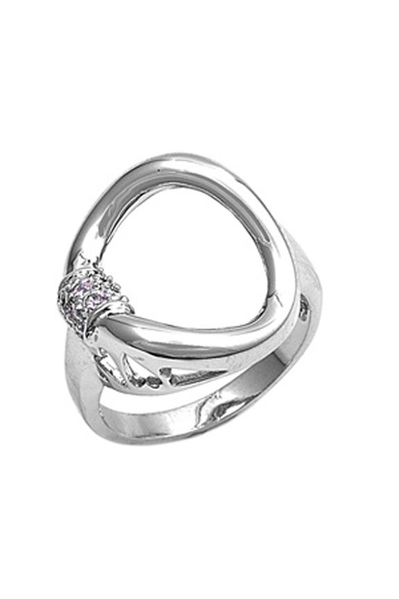 Clear CZ Wholesale Curve Circle Ring .925 Sterling Silver Band White Jewelry Female Size 8