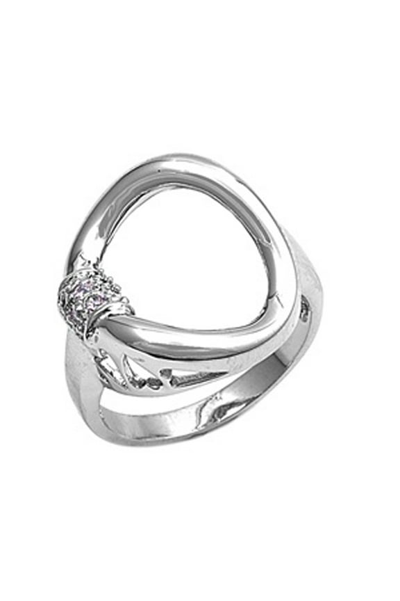 Clear CZ Wholesale Curve Circle Ring .925 Sterling Silver Band White Jewelry Female Size 9