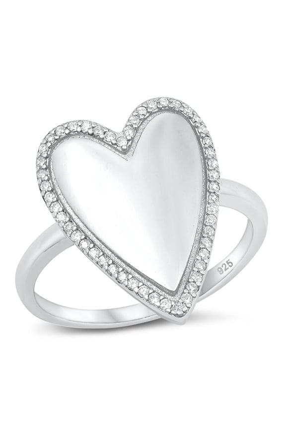 Clear CZ Wholesale Giant Heart Love Ring 925 Sterling Silver Band White Jewelry Female Size 5