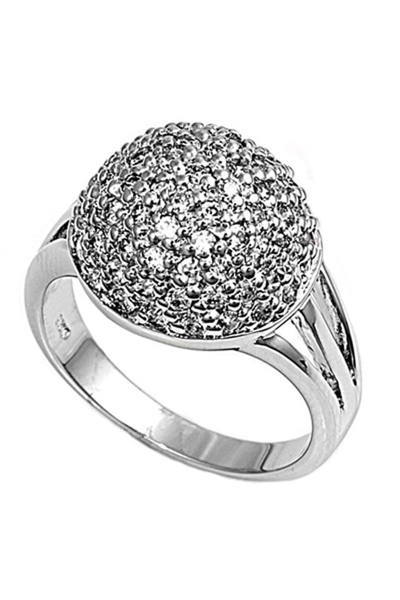 Clear CZ Wide Huge Ball Cluster Ring .925 Sterling Silver Band White Jewelry Female Size 6