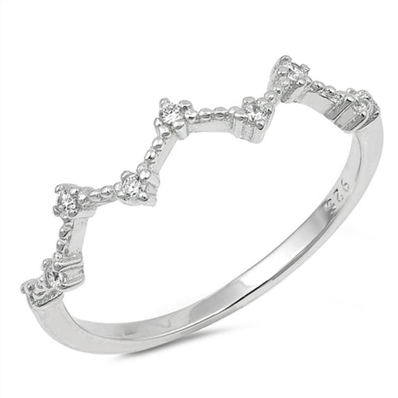 Clear CZ Zig Zag Constellation Ring .925 Sterling Silver Band White Jewelry Female Size 5