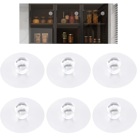 Clear Cabinet Drawer Knobs, 6pcs Self-Adhesive Spherical No Drilling Acrylic Self Adhesive Knobs for Window Wardrobe,Kitchen Cupboard