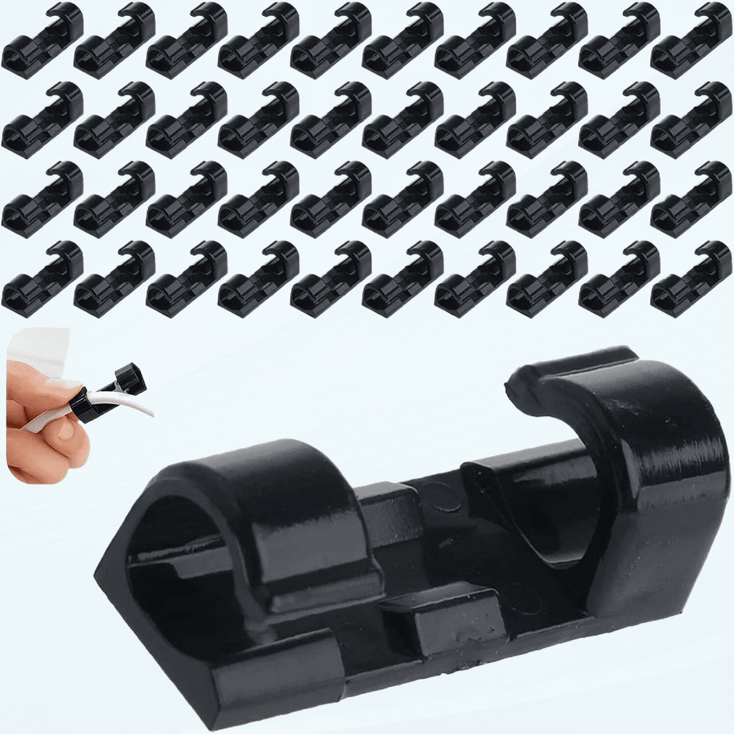 Clear Cable Clips, 40 Pcs Premium Extension Cord Clips, Powerful Wall Cord Clips, Adhesive