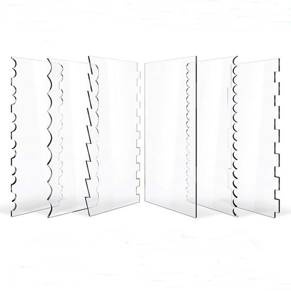 Clear Cake Buttercream Spatula Decorative Comb Cutter Kitchen Baking Tools 6Pc Set Of Cream Scrapers And Decorating Combs For Cake Decorating 272G 0.60Lb