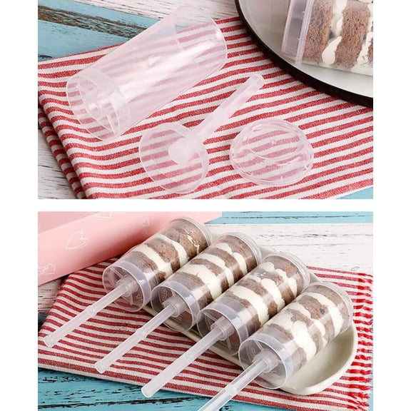 Clear Cake Push Pops Plastic Containers with Lids, Cake Push Pop Containers for Birthday Anniversary Party,Base & Sticks(20 pack)