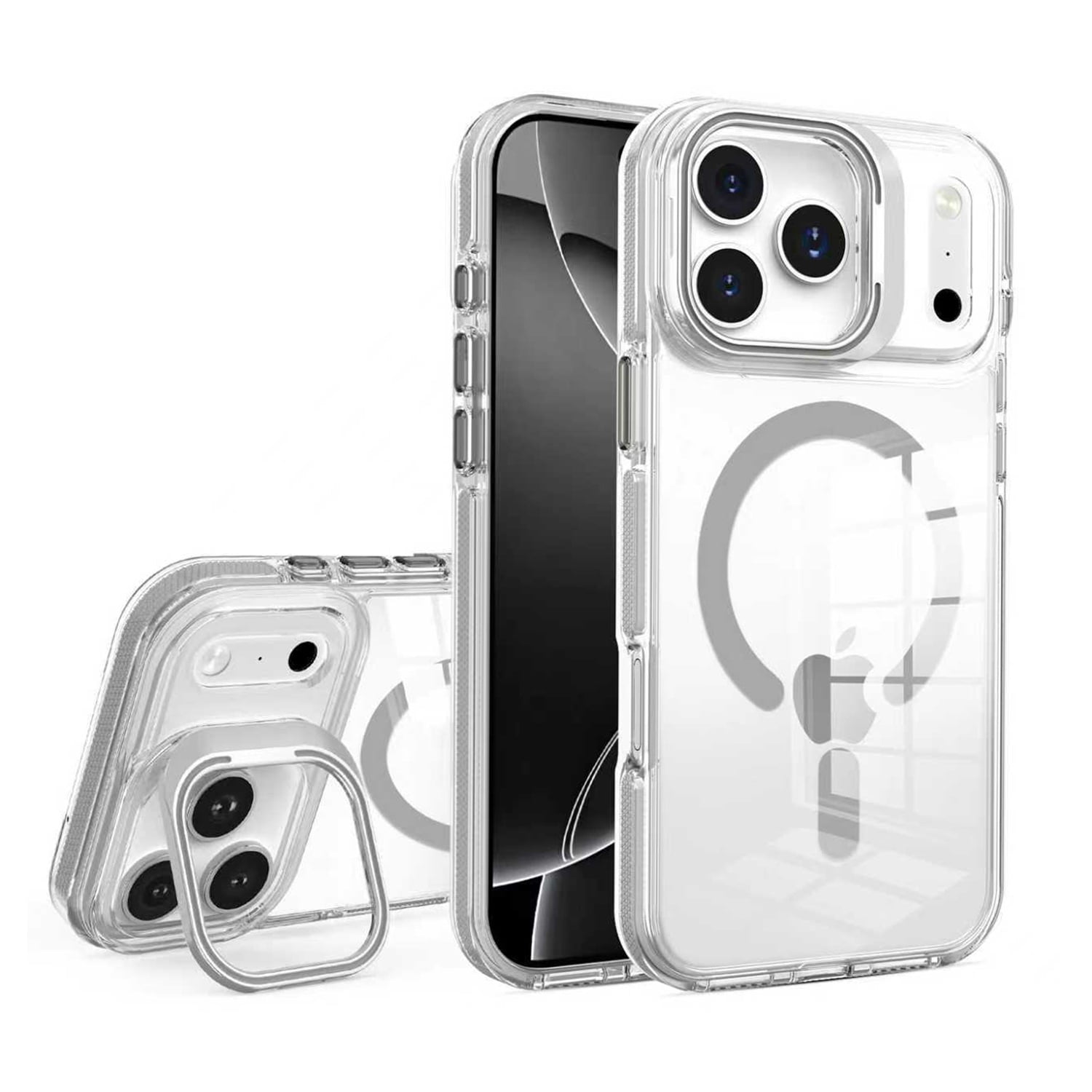 Clear Camera Stand Cover with MagSafe Compatibility for iPhone 17 Pro - Gray