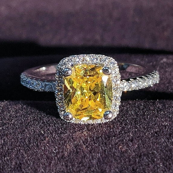 New Clear Canary Yellow Stone Ring