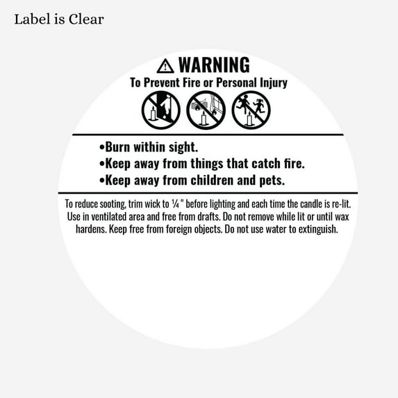 Clear Candle Warning Labels 1 Pack (100 each) Candle Safety Labels Candle Jar Container Stickers for Candle Making DIY Candle Jars FREE SHIPPING