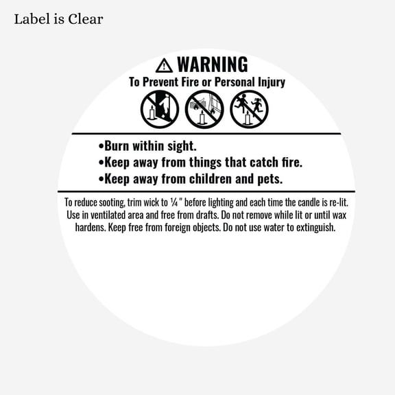 Clear Candle Warning Labels 1 Roll (2,500 each) Candle Safety Labels Candle Jar Container Stickers for Candle Making DIY Candle Jars FREE SHIPPING