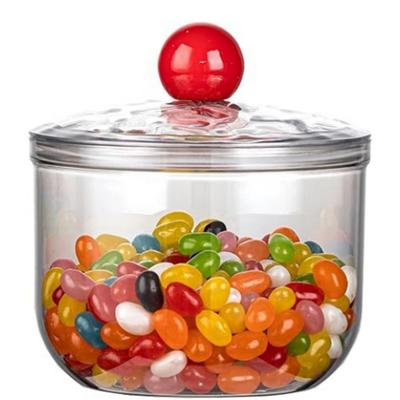 Clear Candy Jar with Lid for Office Desk, Plastic Cookie Storage Jar for Kitchen Counter, 900ml