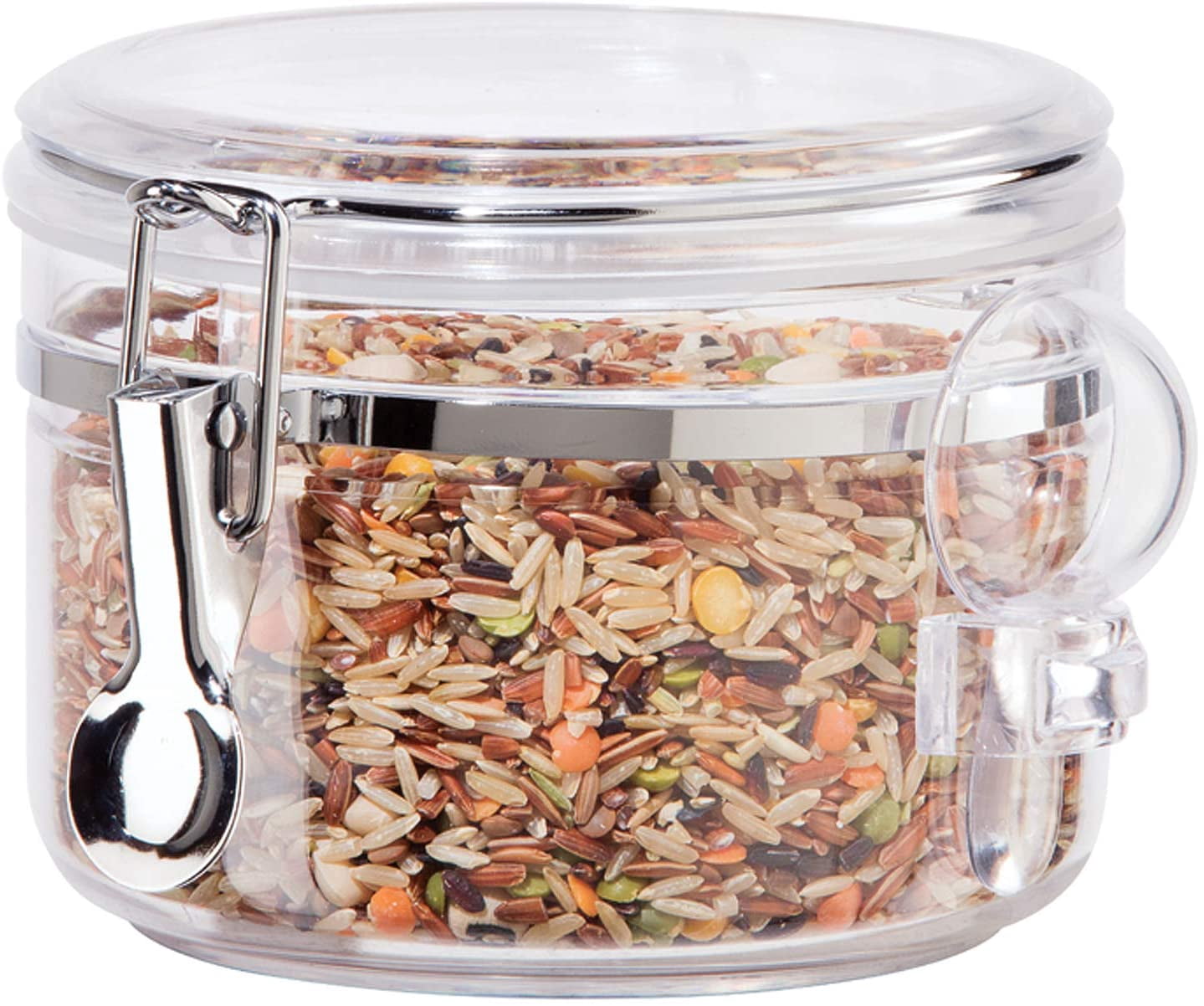 Clear Canister Airtight 28oz - Clamp Lid & Spoon - Airtight Food ...