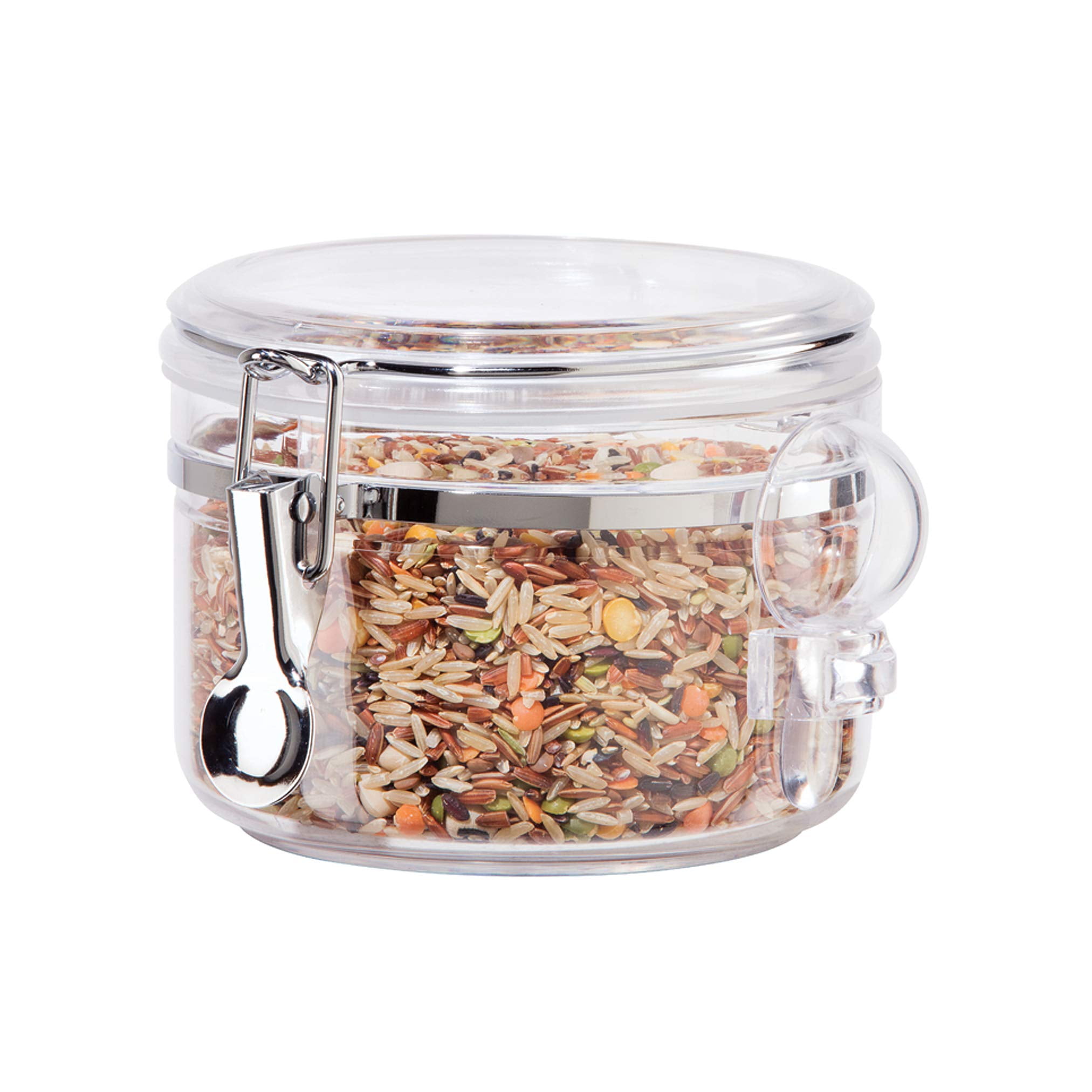 Clear Round Airtight Clamp Canister, 28 oz