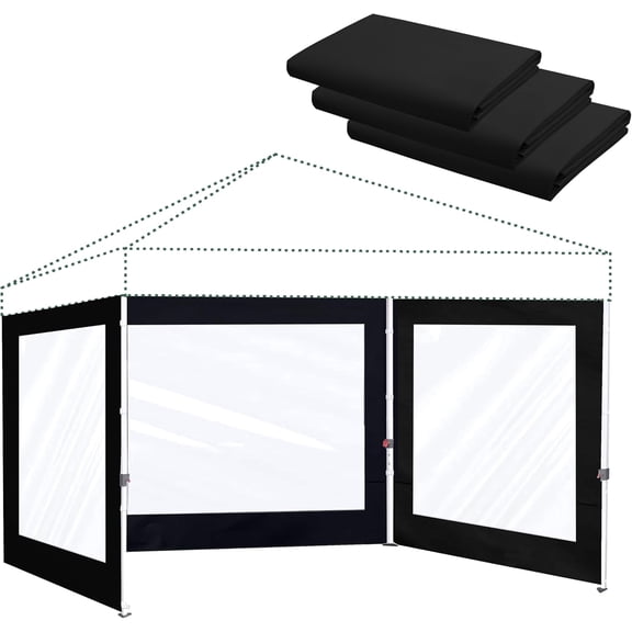 Clear Canopy Sidewalls for 10x10 Pop Up Tent,3 Pack Sunwalls Only,(Black)