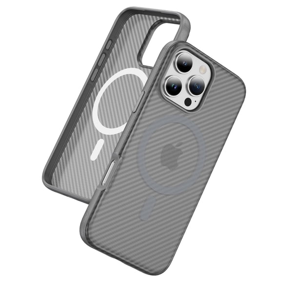 Clear Carbon Phone Case for iPhone 12 Pro / 12 6.1", Ultra Slim Anti Yellow Translucent Case with Magnetic, Compatible with MagSafe, Drop Protective Non Slip Lens Protecting Case Cover, Gray