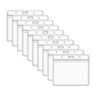 Clear Card Holder, Waterproof Plastic ID Card Holder Name Tags Badge Holders, 4.52x3.93 inch Horizontal Badge ID Name Tag Plastic Sleeve with Resealable Zip - quantities:10pcs;