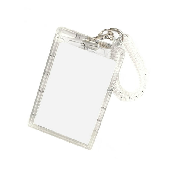 Clear Card Protector with Spring-Loaded Clip Photocard Case for Work ...