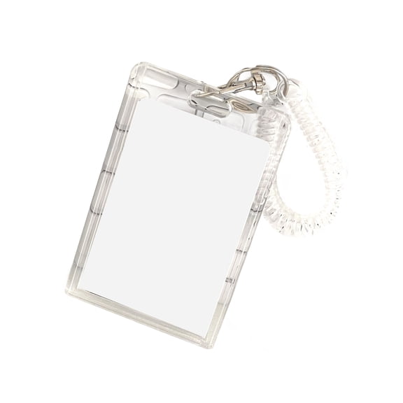Clear Card Protector with Spring-Loaded Clip Photocard Case for Work, Travel, Conference Use