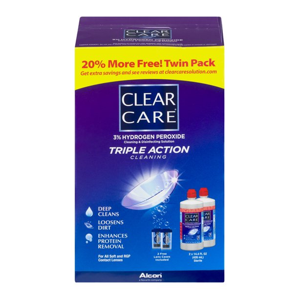 Clear Care Cleaning & Disinfecting Solution Triple Action Cleaning Twin Pack, 14.4 FL OZ