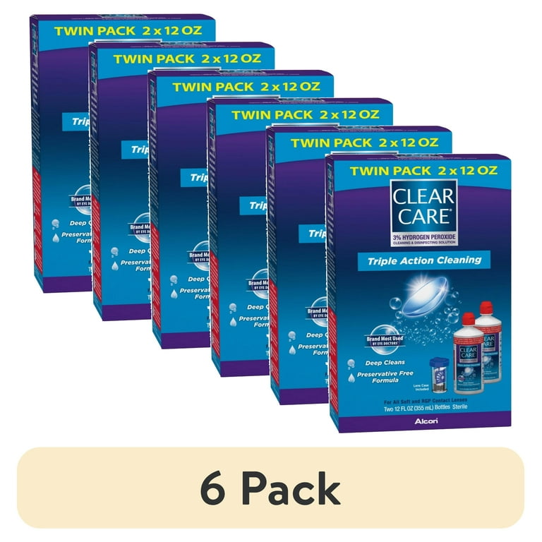 6 pack) Clear Care Contact Lens Cleaning Solution for Daily 