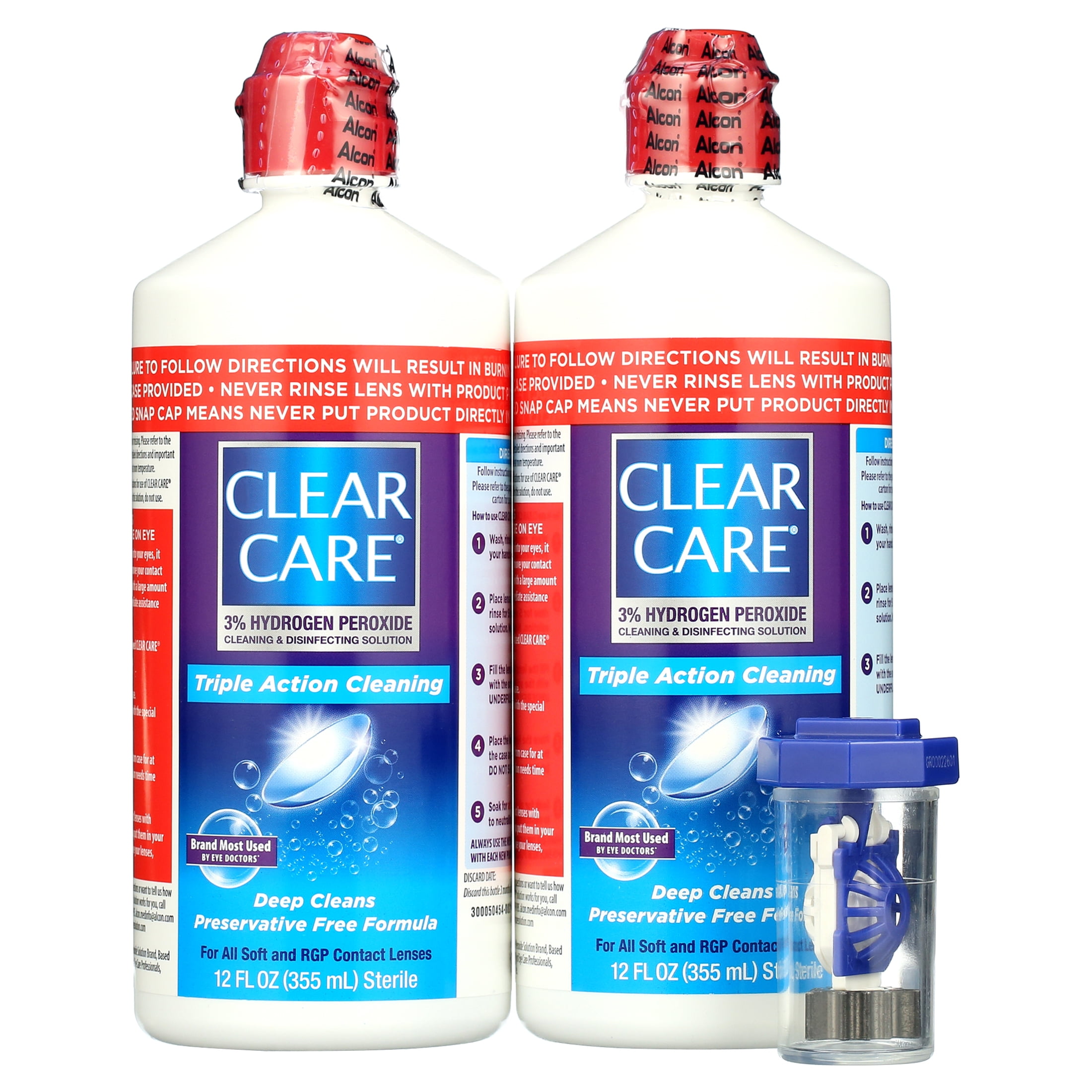 4 pack) Clear Care Contact Lens Cleaning Solution for Daily Contact Lens Cleaning, Twin Pack