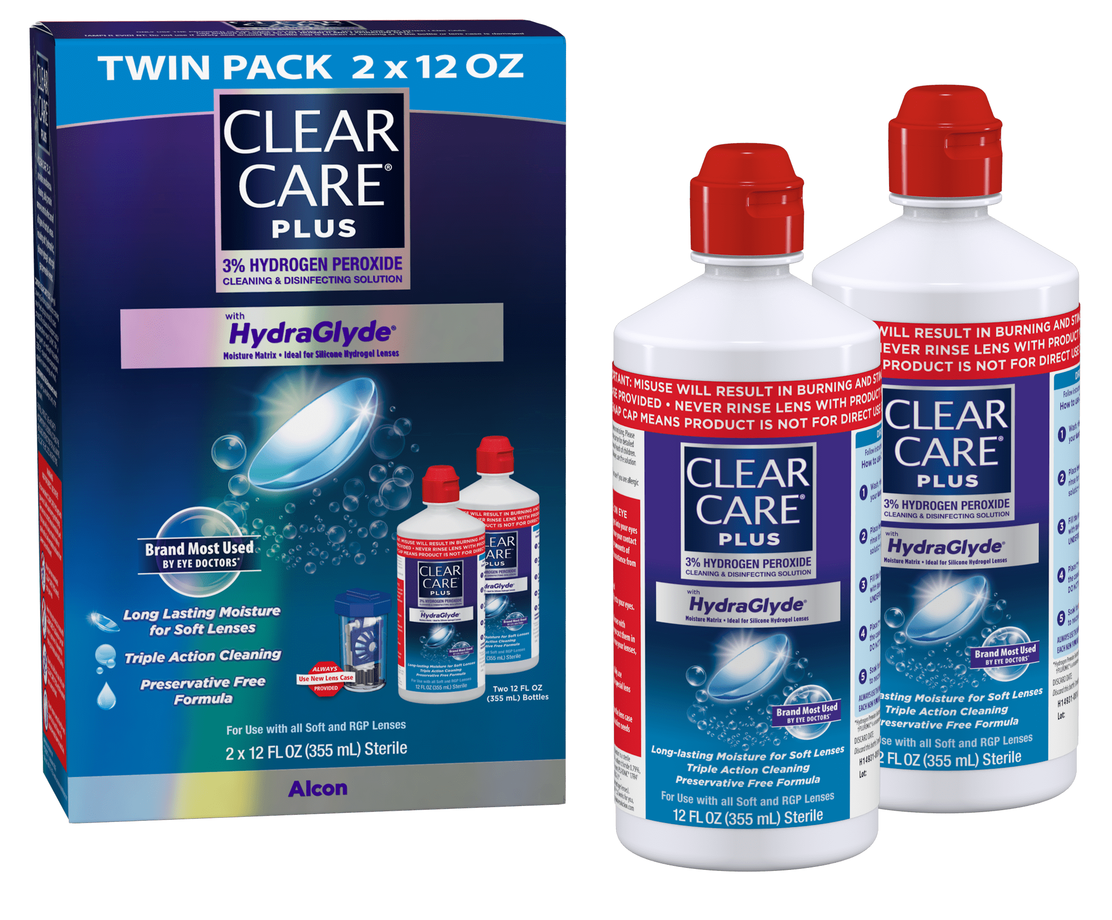 Clear Care Plus Contact Lens Cleaning Liquid Solution with HydraGlyde